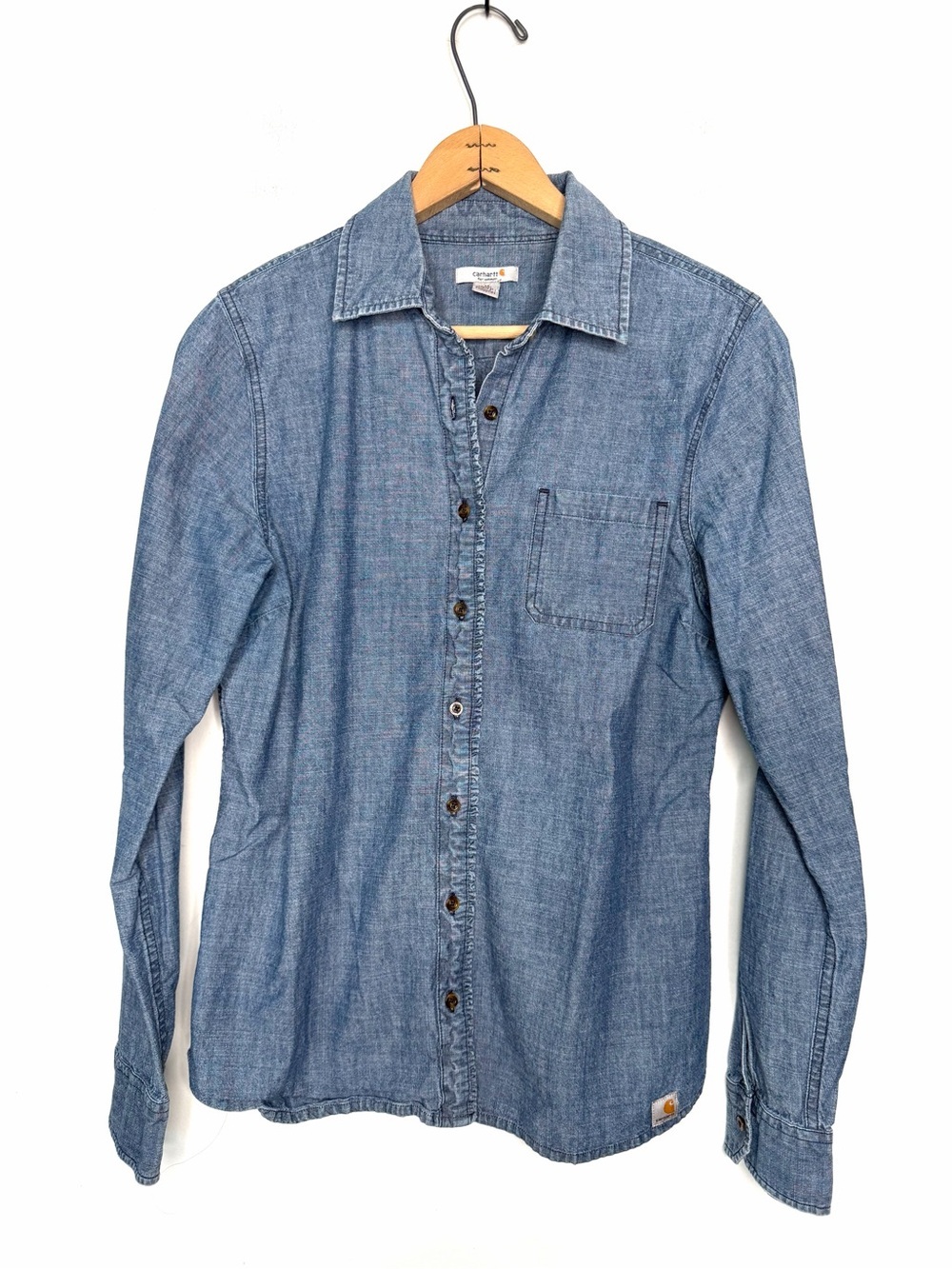 Carhartt Women's Fairview Chambray Long-Sleeve Button-Up Shirt Size M 8-10